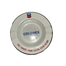Vtg Chevron Colomex White Ceramic Taos NM  Marketing Ashtray picture