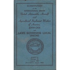 1942 UAW-CIO Constitution Laws Governing Local Unions First Edition Booklet picture