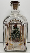 Vtg HolmeGaard Decanter Advent Christmas Tree Barware Gold Trim Brass Cork picture