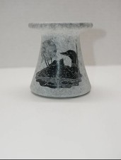 Vintage SIKU Loon & Babies Lake Moon Soapstone Candle Holder Handcrafted Canada picture