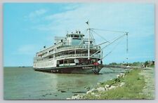 SS Delta Queen Anchored At Fort Madison Iowa Mississippi River Cruise Postcard picture