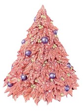 Vintage RARE Ceramic Pink Purple Holly Leaf Christmas Tree Atlantic Mold 16 x 17 picture