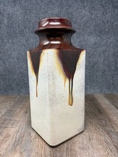 Antique Carstens 1957 Tönnieshof W.Germany Pottery Vase Brown Copper Drip Glaze picture