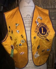 Vintage Lions Club International Vest w/Pins Harlingen Texas Size XL Volunteer * picture