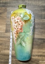 ANTIQUE HAND PAINTED PORCELAIN VASE B&W MILO A GINORI 12.1/4