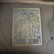 Vintage Brass Bronze Rubbing Antique Embossed King Arthur And The Knights Round picture