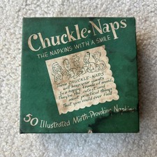 Vintage 1950s Chuckle-Naps Novelty Cocktail Napkins Box Mid Century Humor picture
