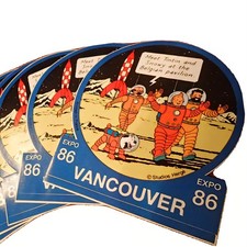 Rare 1986 Tintin Sticker Studio Hergé Expo Vancouver Belgian Pavilion Vintage picture