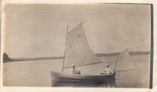 Antique Photo Sailboat Lake Ocean People Sailor Hats Vacation Adventure Artistic picture