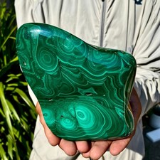 3.3LB Rare Natural Malachite quartz hand Carved sphere Crystal Healing picture