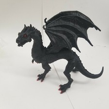 BLACK VINTAGE DRAGON FIGURE ANIMAL WITH WINGS  picture