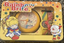 Vintage Rainbow Brite Hallmark 1980 Tin W/Desk Clock & 2 Rainbow Brite Watches picture