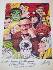Stan Lee Signed Large 18x24 RARE OOAK Vintage Marvel Romita Spider Man Doom picture