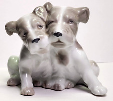Ceramic Terrier Puppies Statue Figurine Measures 4.5