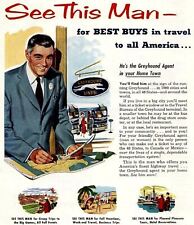 1940s GREYHOUND BUS LINES BEST BUYS IN TRAVEL TO ALL AMERICA MAGAZINE AD 27-28 picture