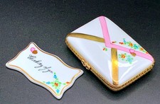 Authentic Limoges Envelope Trinket Box “Thinking of You” Plaque Hand Painted picture