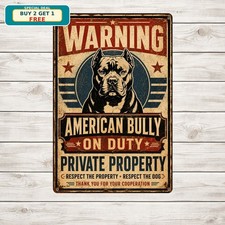 Warning American Bully Dog Breed Metal Gate Guard Sign picture