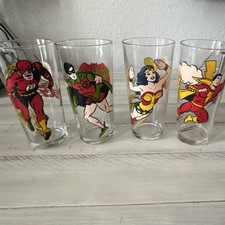 Pepsi DC Comics Collector Series Glasses Set of 4 Clear/Multicolor 1978 picture