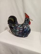 Vintage Tiffany Style-Stained Glass Rooster  Corded Table  Light Beautiful Cond  picture
