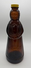 Vintage Mrs. Butterworth Syrup Bottle Woman Shape Yellow Cap Brown Glass 11