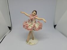 Dresden porcelain lace figurine Germany Stamped Antique Pink Ballerina  picture