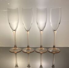 4 Vintage Luminarc Champagne Flutes Pink Stemmed “Rose” (170ml) Durand picture