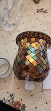 PARTYLITE P8696 GLOBAL FUSION Peglite Candle Cup Mosaic Glass Abstract Retired picture