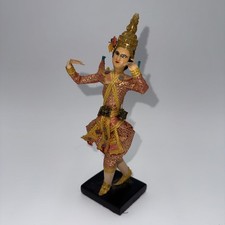 Thai Temple Dancer Doll 8” Intricate Gold And Pink Costume KJ Vintage picture