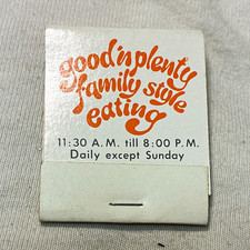 Vintage Good 'n Plenty Family Style Eating Restaurant Matchbook, Smoketown PA picture