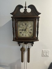 Vintage New England Clock Co 8 Day Urgos Weight Driven Wall Clock 1970s picture