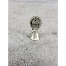 Vintage Fort Connecticut Sailboat Pewter Souvenir Bell 2.25