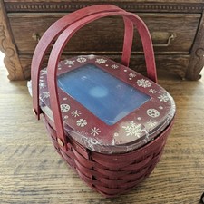 Longaberger RARE 2010 Holiday Memories Red Picture Basket With Liner & Protector picture
