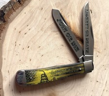 Don’t Tread On Me Redneck Trapper Knife 2 Blade Folding Pocket Knife Southern Us picture
