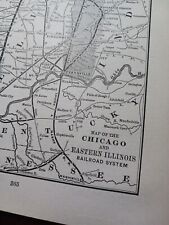 ☆1898 Train Route Map CHICAGO  & EASTERN ILLINOIS RAILROAD Dolton IL Beazil IN picture