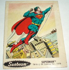 DC COMICS VINTAGE 1978 SUPERMAN SUNBEAM STICKER CARD  / COMIC BOOK / CARTOON picture
