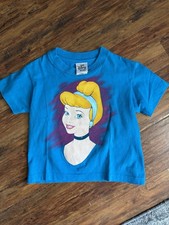 Vintage Disney Store Disney Cinderella Blue Graphic Crop T-Shirt kids XS picture
