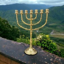 Copper MASSIVE JUMBO MENORAH 15 Inch Height Seven Branch Oil & Candle Holde picture