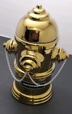 Gold Fire Hydrant Cookie Jar w/ Lift-Off Lid & Chain, Ceramic Porcelain, 2014 picture