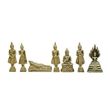 Miniature 7 Days Buddha Image Birthday Shakyamuni Pocket Amulet Brass Statue Set picture