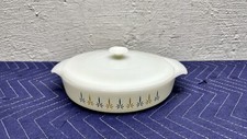 FIRE-KING CANDLE GLOW CAKE DISH w/LID Vintage 1967-1972  #429 Starburst White picture