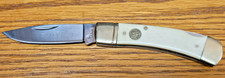 Vintage Boker Tree Brand Knife White Smooth Bone Single Blade Lockback picture
