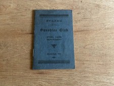 1923 By-Laws Sunshine Club Steel Cars Department Reading PA Vintage Booklet picture