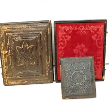 Antique Embossed Jewelry Keepsake Box -Red Velvet Interior- Raised Relief Motifs picture