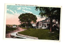 1922 South Norwalk CT Sea View Ave Streetcar Trolley Postcard picture