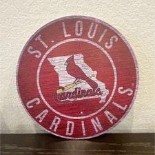 St. Louis Cardinals Round Wooden Printed Wall Plaque Sign  MLB Red picture