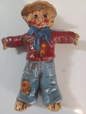 Vtg Ceramic Scarecrow Figurine Fall Harvest Decor Hand Painted 5 In 90s picture