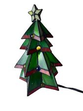 Elements Stained Glass Light Up Tabletop Christmas Tree Electric Lamp picture