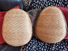 Vintage 60s/70s Bamboo Winnowing Shallow Baskets | Great Condition | Set Of Two picture