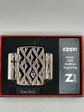 Geometric Diamond MultiCut Engraved Design Rose Gold Armor Zippo New 49702 picture