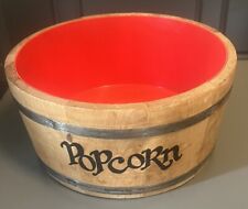VINTAGE SPAULDING & FROST CO. Wooden Popcorn Barrel Bowl Dish Bucket Movie Night picture